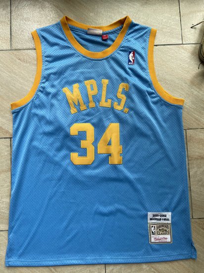 NBA 34 O'neal MPLS. Maillot bleu brodé